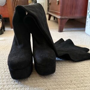 Black suede thigh high boots size 8